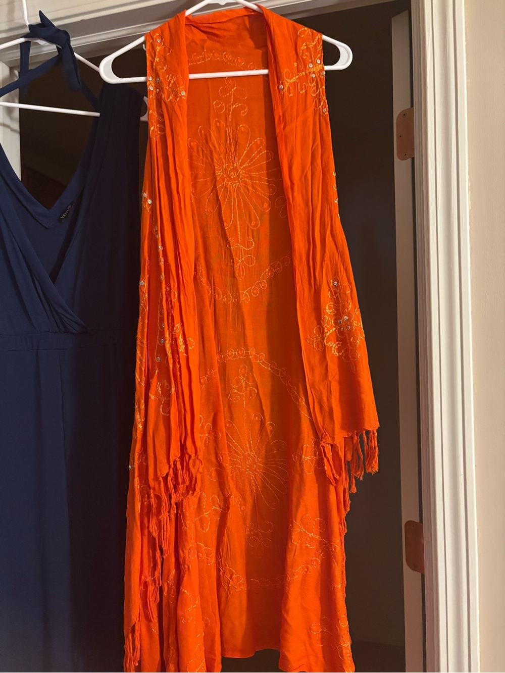 Vibrant Orange Embroidered Women’s Swim Coverup